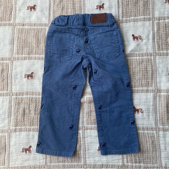 Janie & Jack Blue Corduroy Pants Embroidered Deer - Picture 2 of 4